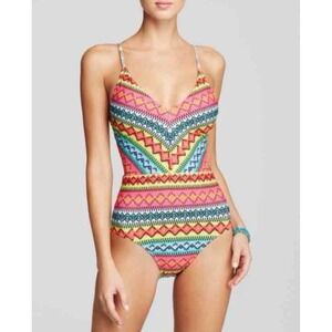 Nanette Lepore Bayamo Goddess One Piece Swimsuit / Multicolor Geometric / Large